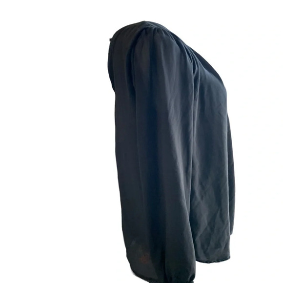 MERAKI women's small black blouse with sheer long sleeves - Picture 3 of 8